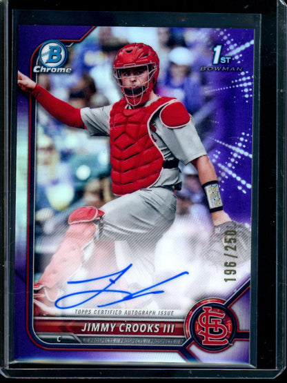 2022 Bowman Chrome Jimmy Crooks III Purple 1st Autograph Refractor /250 Cardinals - Trading Card Market