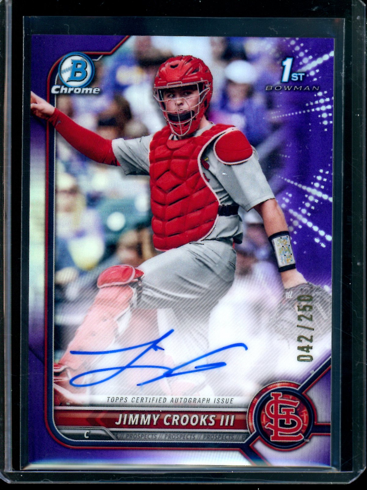 2022 Topps Bowman Chrome Jimmy Crooks III B Purple 1st Autograph /250 Cardinals - Trading Card Market