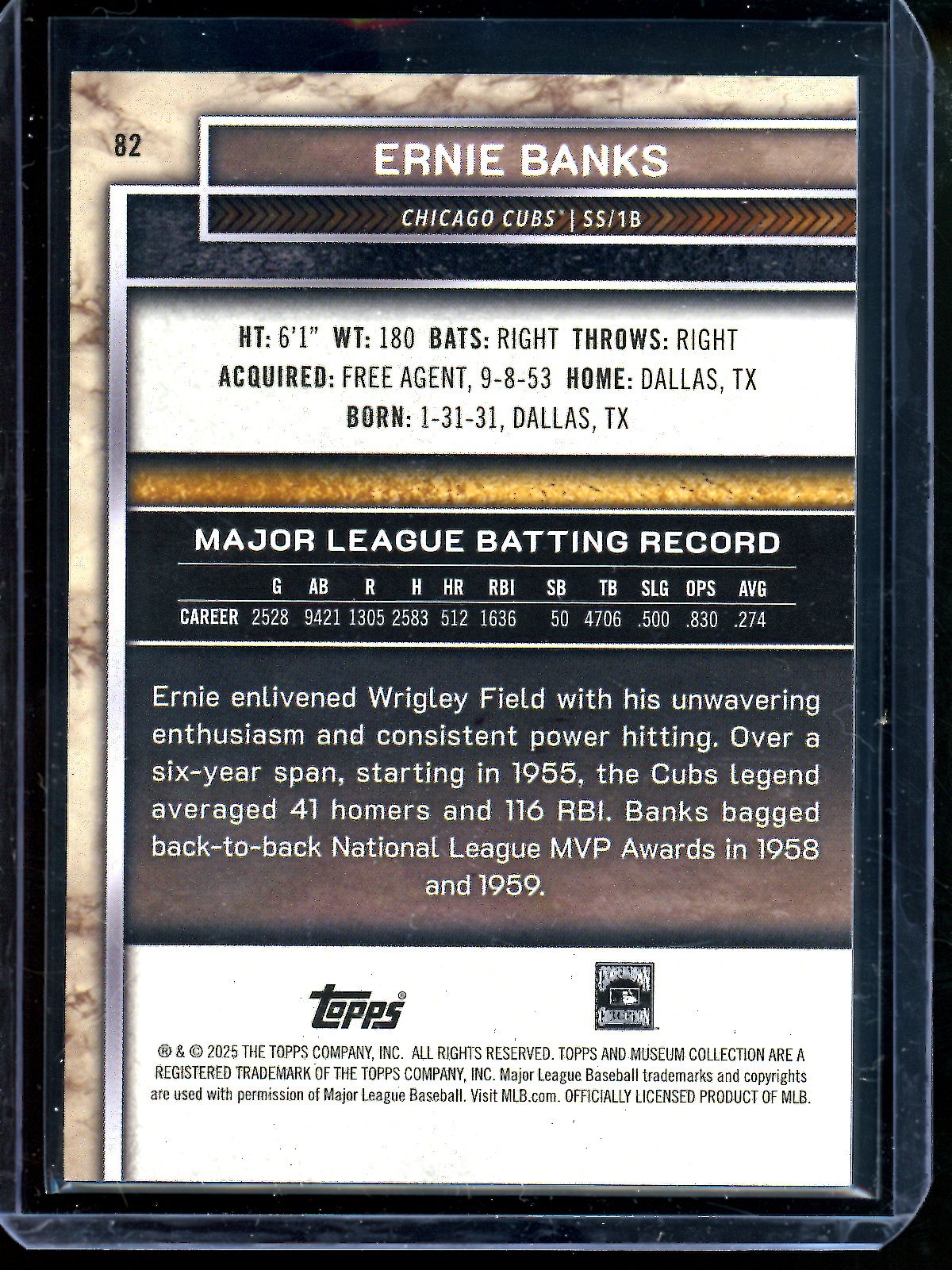 2025 Topps Museum Collection Ernie Banks Blue /150 Cubs - Trading Card Market