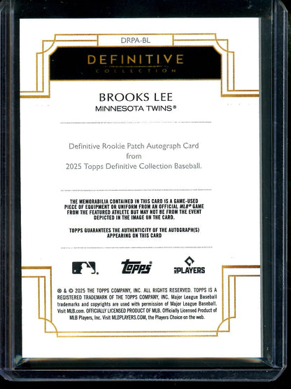 2025 Topps Definitive Brooks Lee Rookie Patch Autograph /25 Twins - Trading Card Market