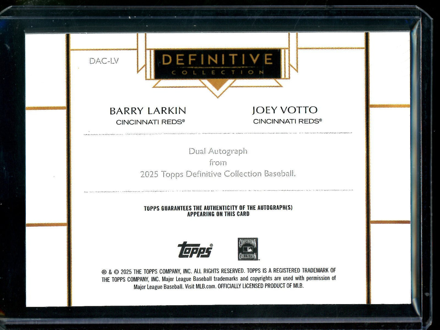 2025 Topps Definitive Barry Larkin / Joey Votto Dual Autograph /25 Reds - Trading Card Market