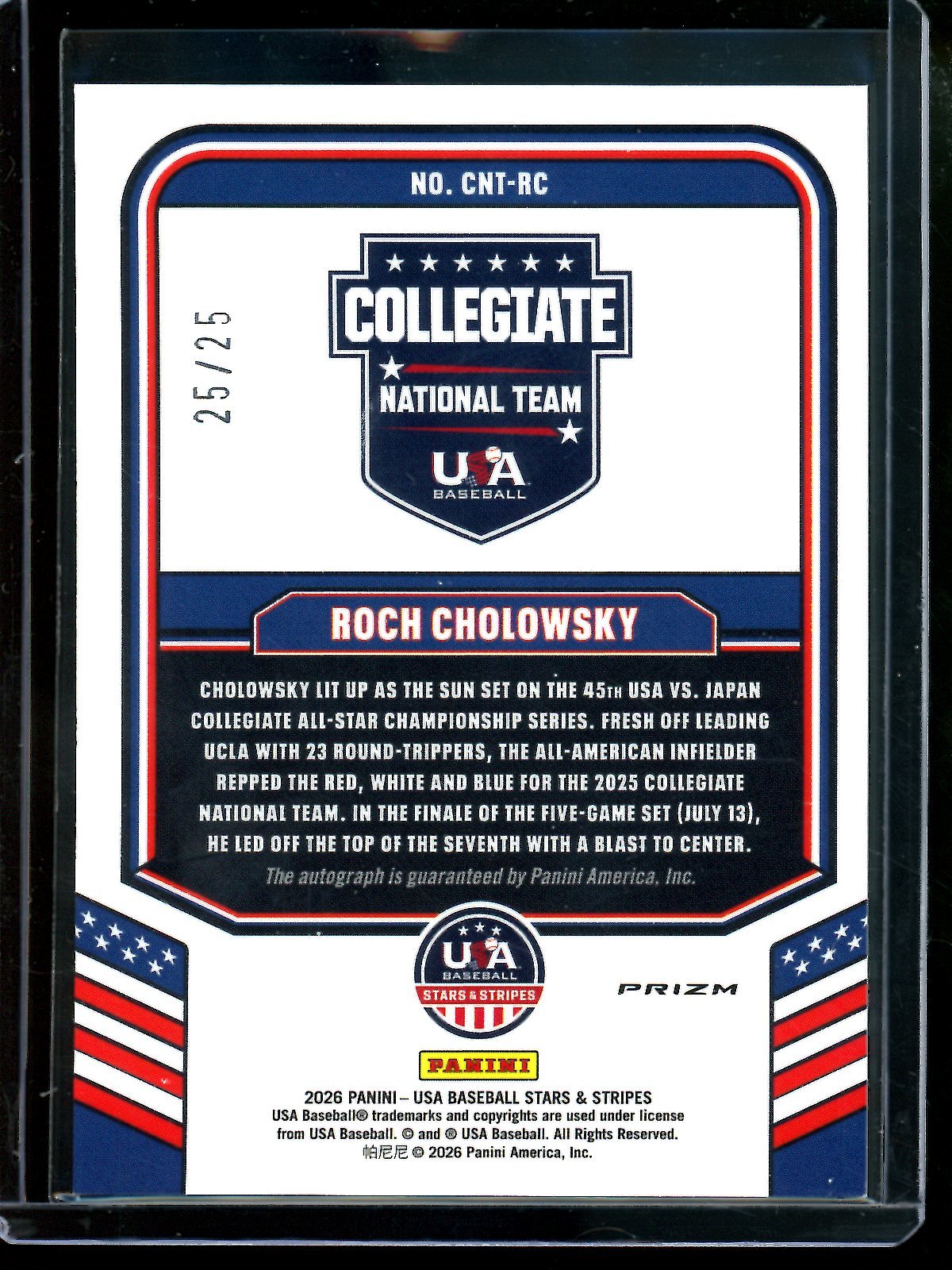 2026 Panini Stars and Stripes Roch Cholowsky Mojo Autograph /25 - Trading Card Market