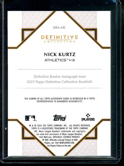 2025 Topps Definitive Nick Kurtz Rookie Autograph Red /5 DRA - NK Athletics - Trading Card Market