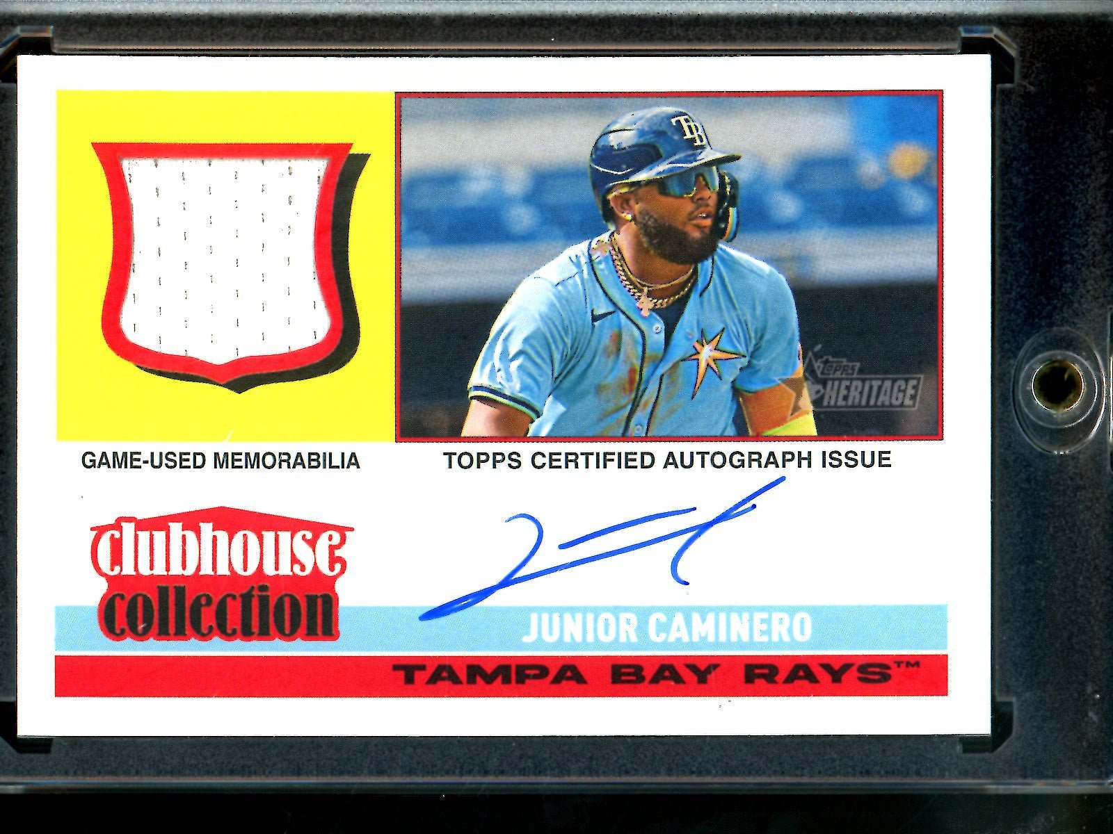 2025 Topps Heritage Junior Caminero Clubhouse Collection Patch Autograph /25 Rays - Trading Card Market