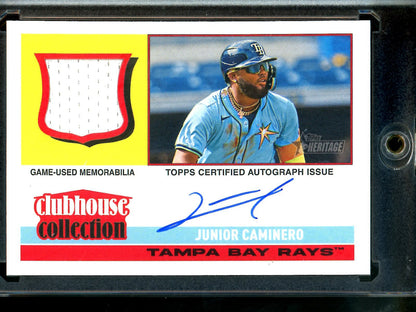 2025 Topps Heritage Junior Caminero Clubhouse Collection Patch Autograph /25 Rays - Trading Card Market
