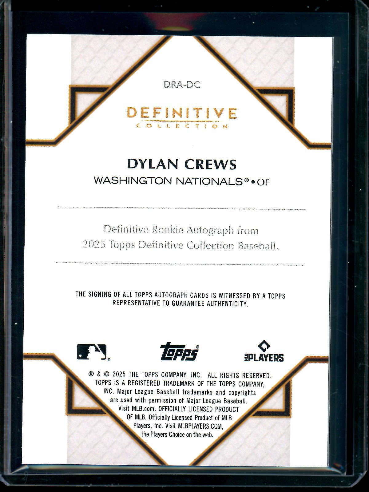 2025 Topps Definitive Dylan Crews Rookie Autograph Red /5 Nationals - Trading Card Market