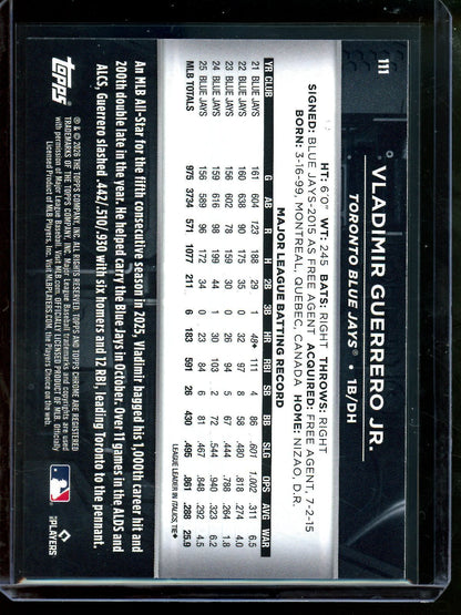2026 Topps Black Vladimir Guerrero Jr Orange Refractor /25 Blue Jays - Trading Card Market
