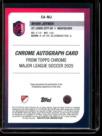 2025 Topps Chrome Mykhi Joyner Green Wave Rookie Autograph /99 STL FC - Trading Card Market