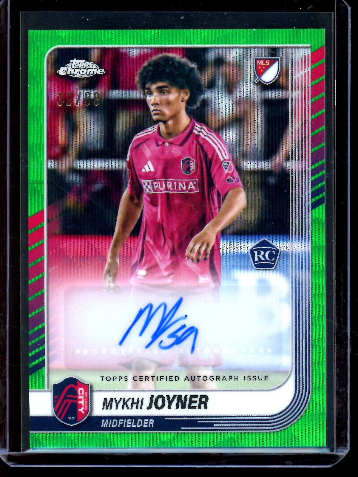 2025 Topps Chrome Mykhi Joyner Green Wave Rookie Autograph /99 STL FC - Trading Card Market