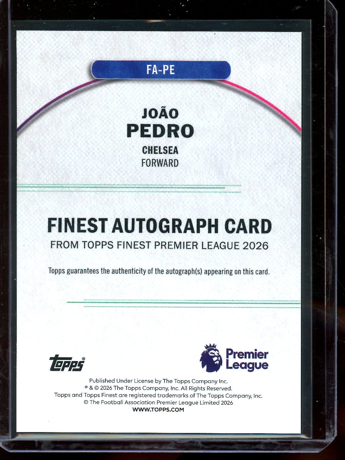 2026 Topps Finest Joao Pedro Blue Refractor Autograph /150 Chelsea - Trading Card Market