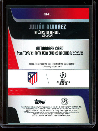 2026 Topps Chrome Julian Alvarez Orange Refractor Autograph /25 Atletico De Madrid - Trading Card Market