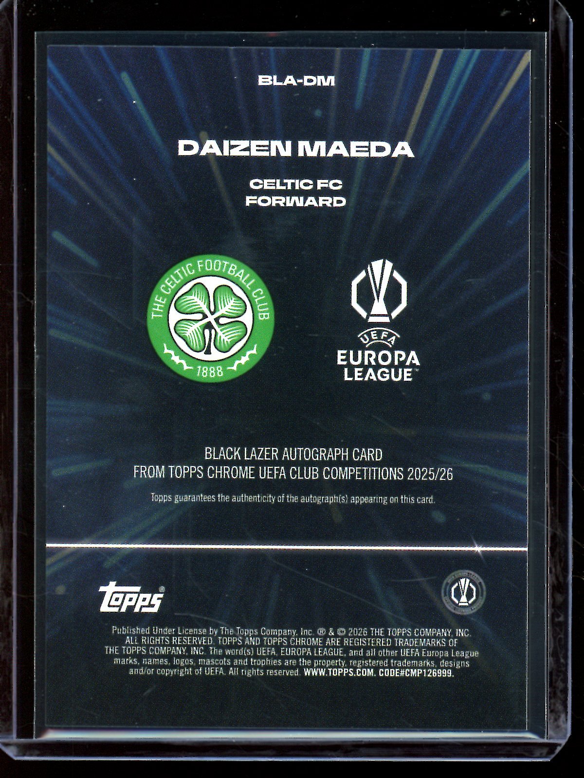 2026 Topps Chrome Daizen Maeda Black Lazer Autograph Celtic Football Club - Trading Card Market