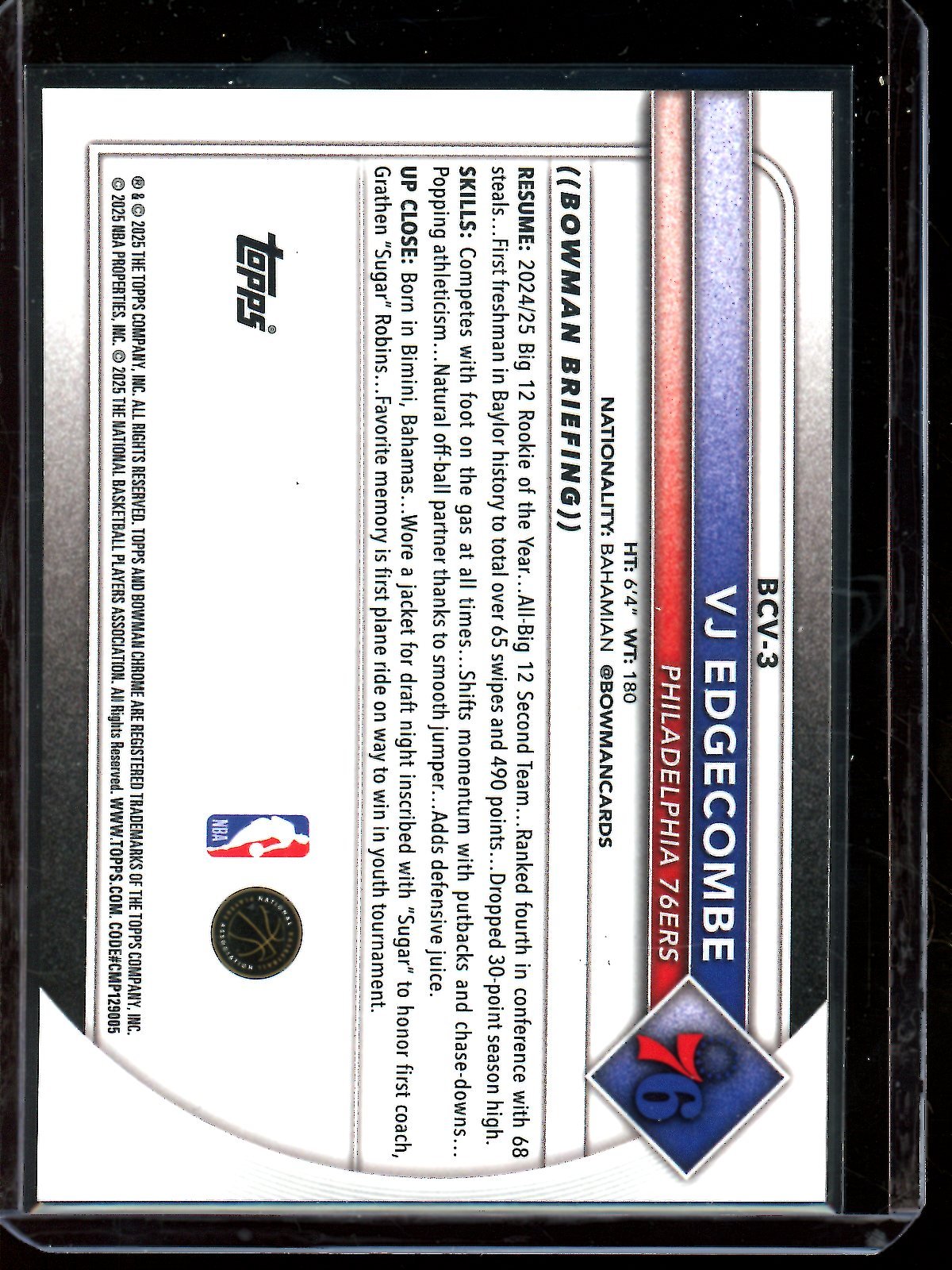 2025 Bowman Chrome VJ Edgecombe Gold Mojo Rookie /50 76ers - Trading Card Market