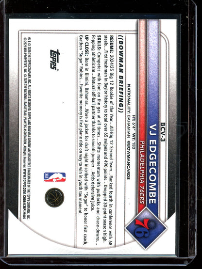 2025 Bowman Chrome VJ Edgecombe Gold Mojo Rookie /50 76ers - Trading Card Market