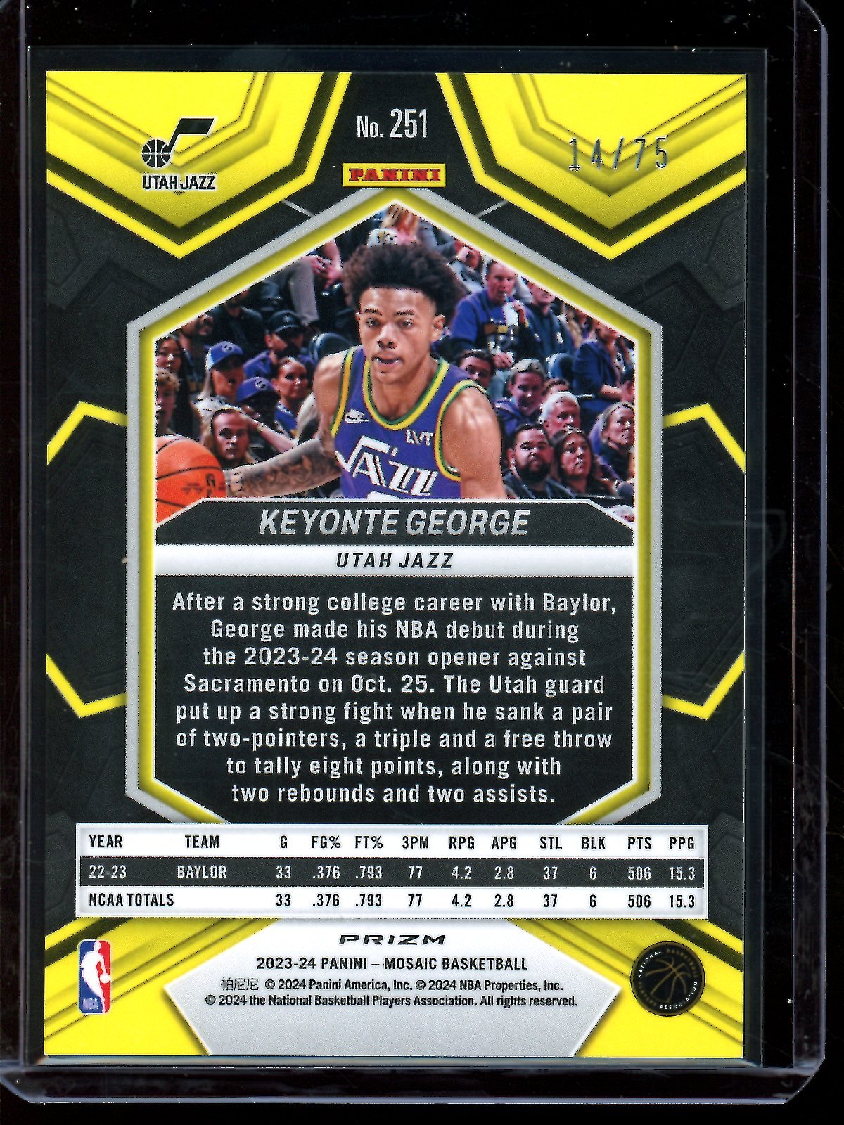 2024 Panini Mosaic Keyonte George Rookie Green /75 Jazz - Trading Card Market