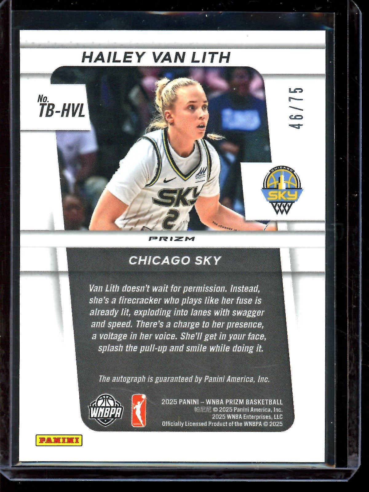 2025 Panini Prizm Hailey Van Lith Blue Rookie Autograph /75 Chicago Sky - Trading Card Market