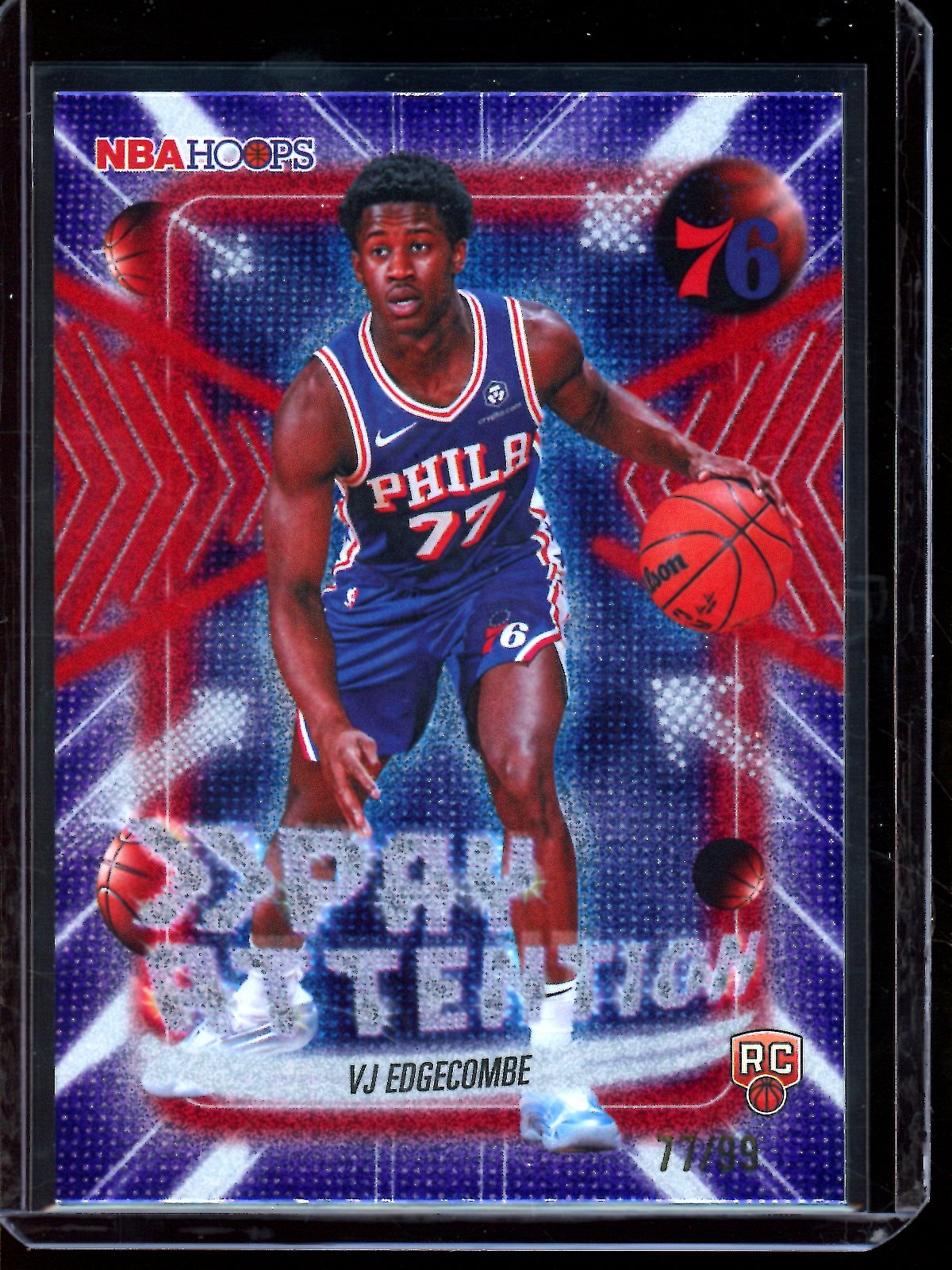 2026 Panini Hoops VJ Edgecombe Pay Attention Rookie /99 Purple 76ers - Trading Card Market