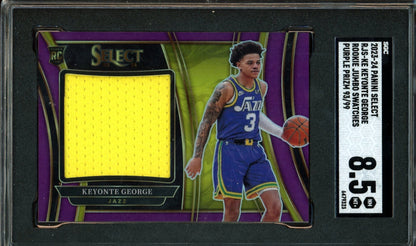 2024 Panini Select Keyonte George Rookie Jumbo Swatches Purple /99 SGC 8.5 Utah Jazz - Trading Card Market