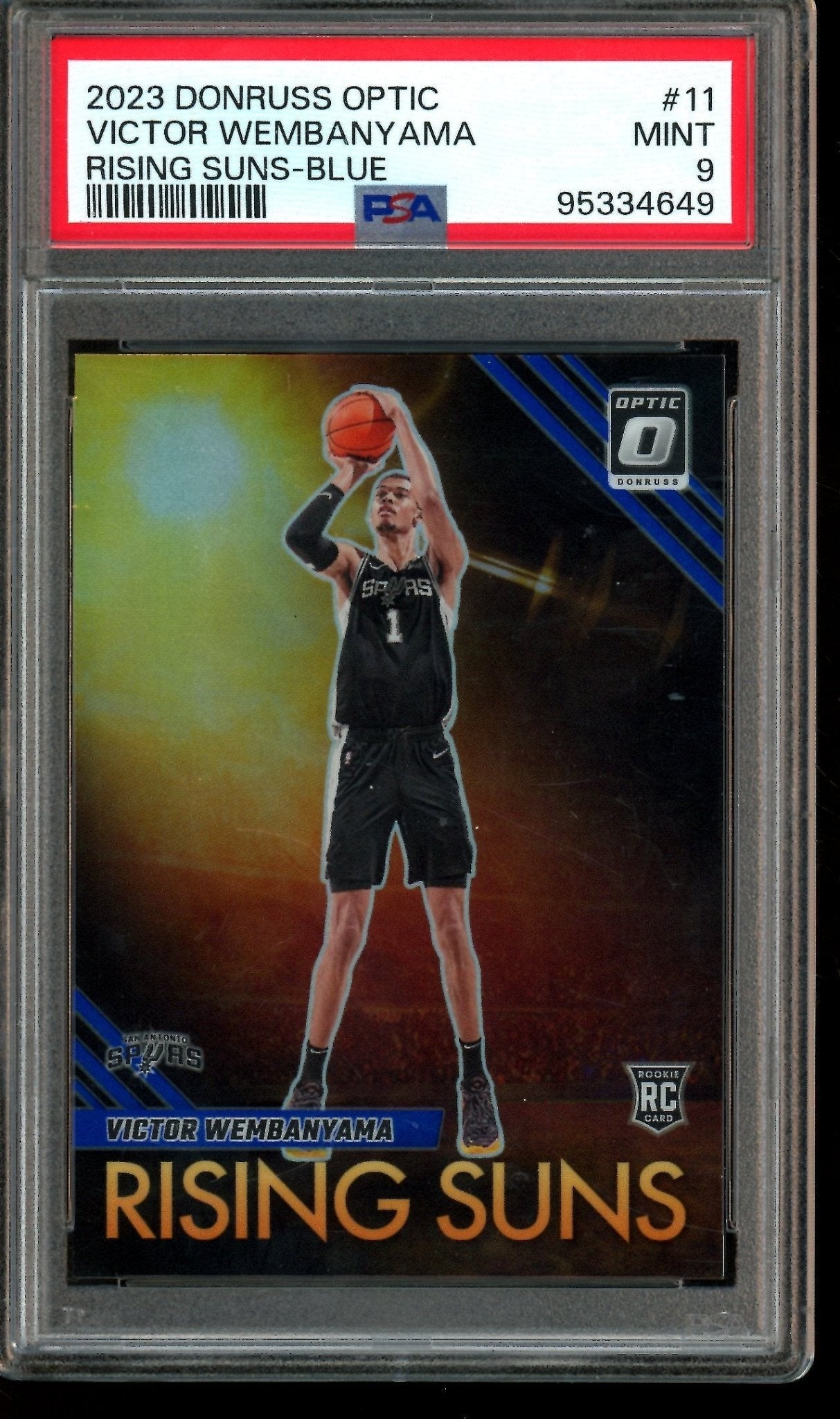 2023 Panini Optic Victor Wembanyama Rising Suns Blue Rookie /49 PSA 9 Spurs - Trading Card Market