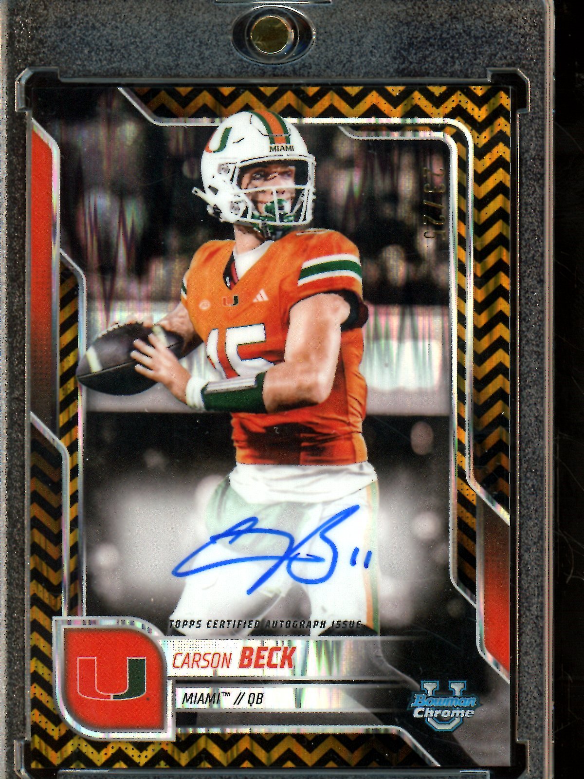 2025 Bowman Chrome U Carson Beck Variation Autograph /25 Miami - Trading Card Market