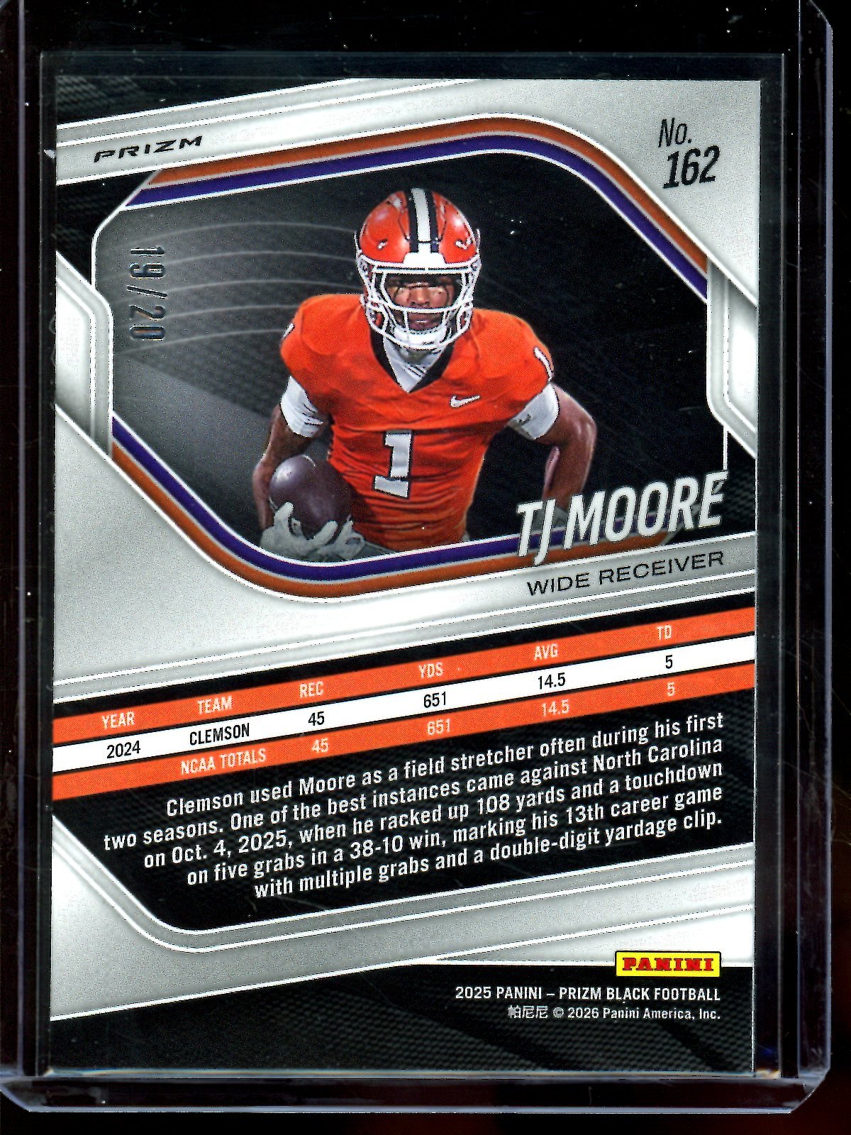 2025 Panini Prizm Black TJ Moore Cherry Blossom /20 Clemson - Trading Card Market