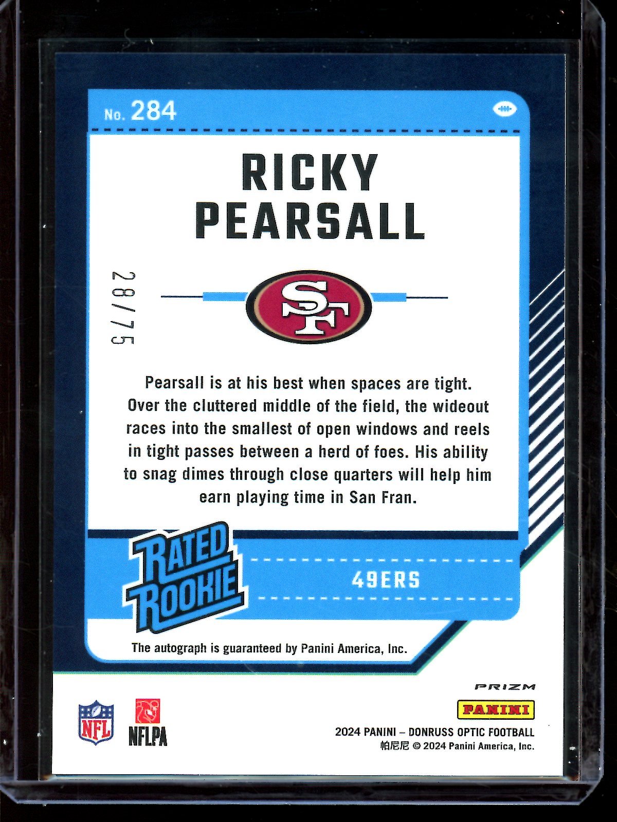 2024 Panini Optic Ricky Pearsall Red Rated Rookie Autograph /75 49ers - Trading Card Market