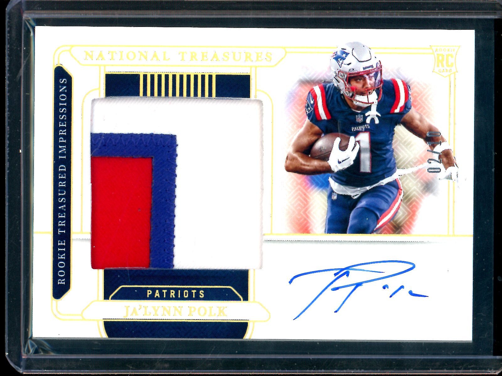 2024 Panini National Treasures Ja'lynn Polk Rookie Treasured Impressions /10 Patriots - Trading Card Market