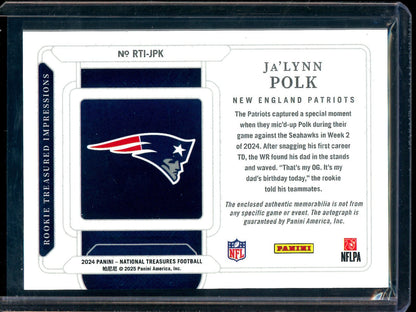 2024 Panini National Treasures Ja'lynn Polk Rookie Treasured Impressions /10 Patriots - Trading Card Market