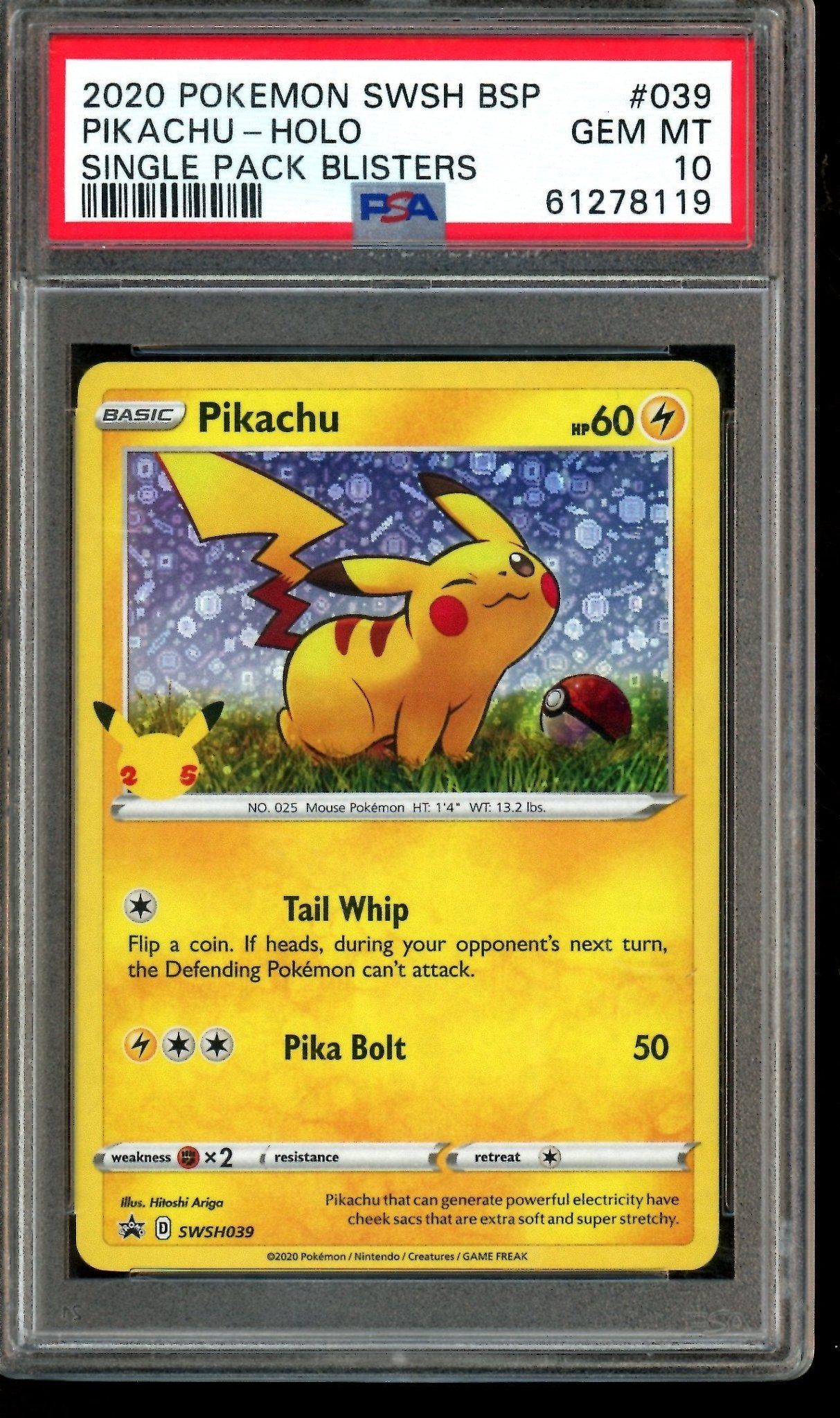 2020 Pokemon Single Pack Blisters Pikachu Holo SWSH039 PSA 10 - Trading Card Market