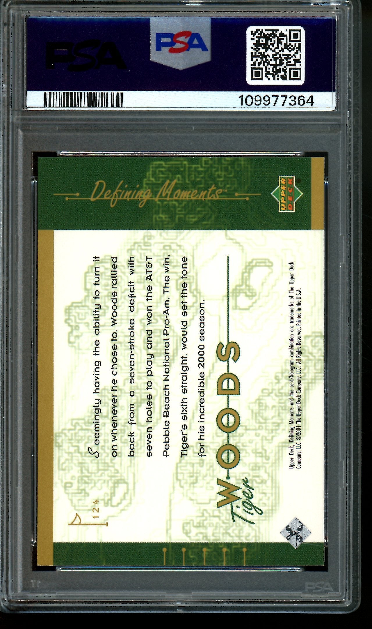 2001 Upper Deck Defining Moments Tiger Woods PSA 8 #124