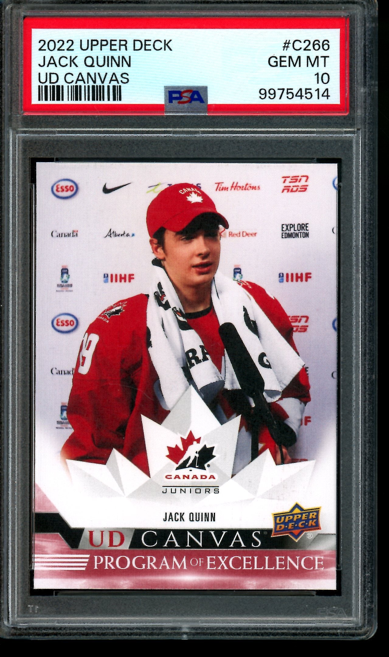 2022 Upper Deck Series 2 Jack Quinn UD Canvas Juniors PSA 10 Canada