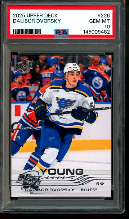 2025 Upper Deck Series 1 Dalibor Dvorsky Young Guns PSA 10 Blues
