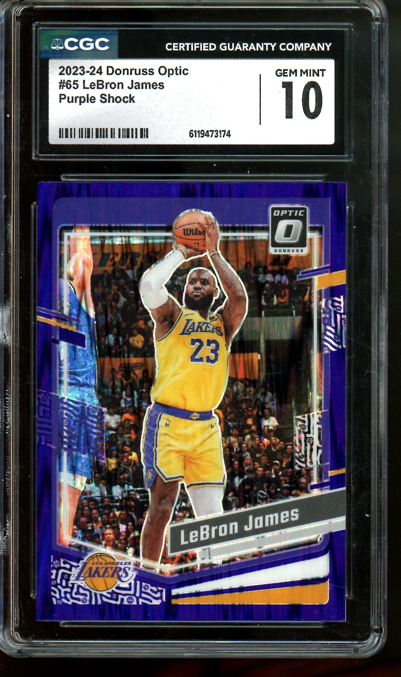 2024 Panini Optic LeBron James Purple Shock CGC 10 Lakers