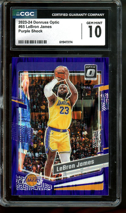 2024 Panini Optic LeBron James Purple Shock CGC 10 Lakers