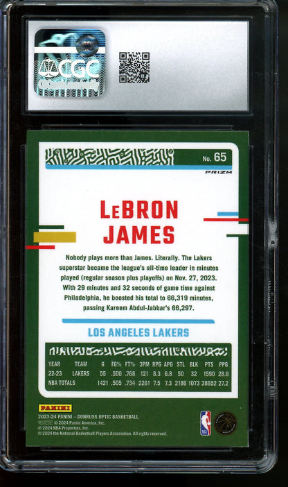 2024 Panini Optic LeBron James Purple Shock CGC 10 Lakers