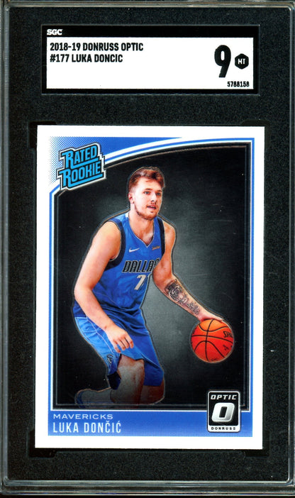2018 Panini Optic Luka Doncic Rated Rookie SGC 9 Mavericks / Lakers