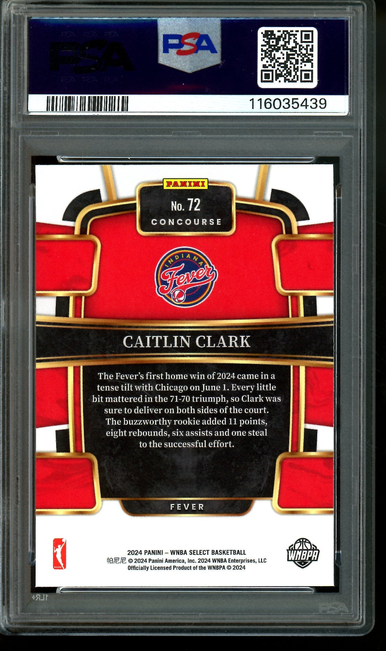 2024 Panini Select Caitlin Clark Concourse Rookie PSA 9 Fever