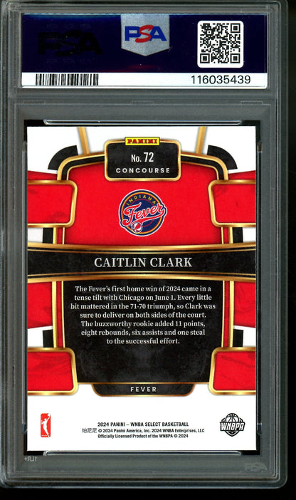 2024 Panini Select Caitlin Clark Concourse Rookie PSA 9 Fever