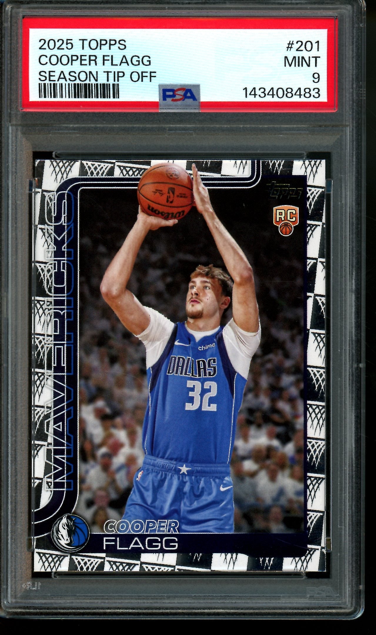 2025 Topps Flagship Cooper Flagg Season Tip Off Rookie PSA 9 Mavericks
