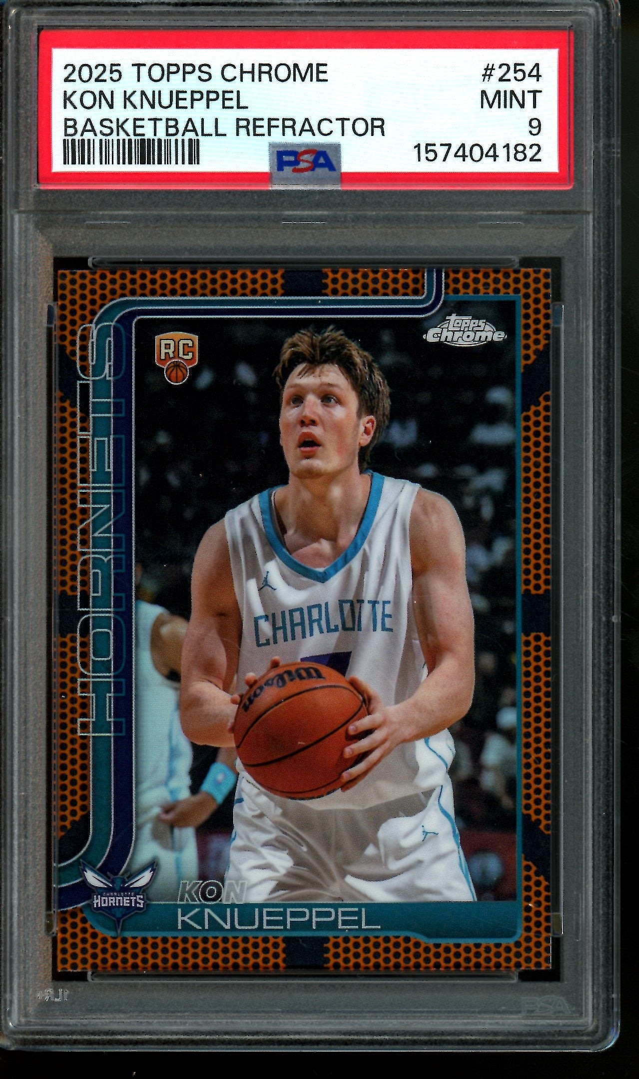 2025 Topps Chrome Kon Knueppel Rookie Basketball Refractor PSA 9 Hornets