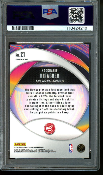 2024 Panini Prizm Zaccharie Risacher Instant Impact Green Rookie PSA 10 Hawks