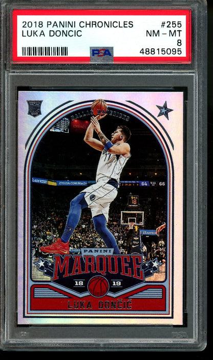 2018 Panini Chronicles Luka Doncic Refractor Rookie PSA 8 Mavericks / Lakers