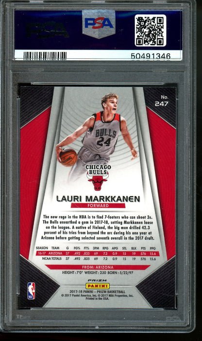 2017 Panini Prizm Lauri Markkanen Red White Blue Rookie PSA 9 Jazz / Bulls