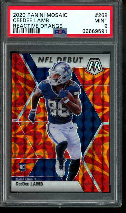2020 Panini Mosaic CeeDee Lamb Reactive Orange Rookie PSA 9 Cowboys
