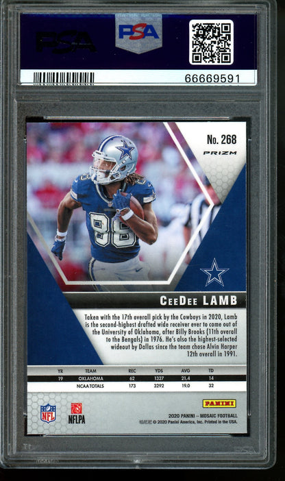 2020 Panini Mosaic CeeDee Lamb Reactive Orange Rookie PSA 9 Cowboys