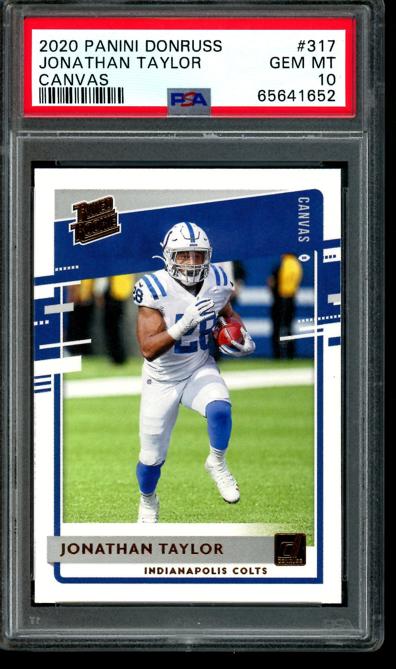 2020 Panini Donruss Jonathan Taylor Rated Rookie Canvas PSA 10 Colts