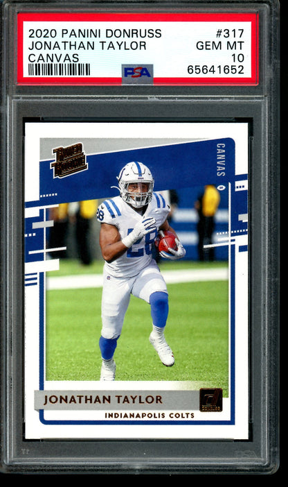 2020 Panini Donruss Jonathan Taylor Rated Rookie Canvas PSA 10 Colts