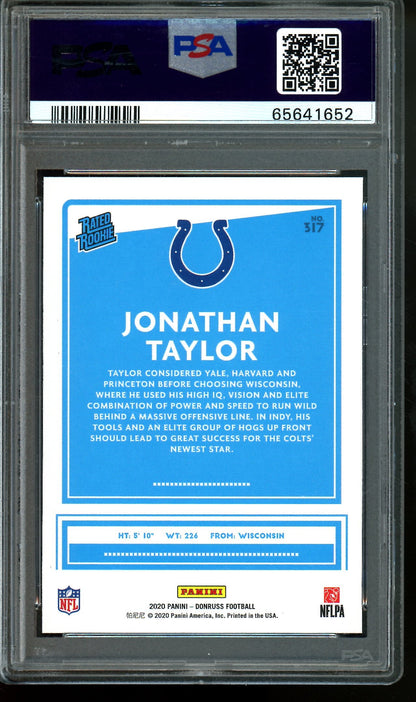 2020 Panini Donruss Jonathan Taylor Rated Rookie Canvas PSA 10 Colts