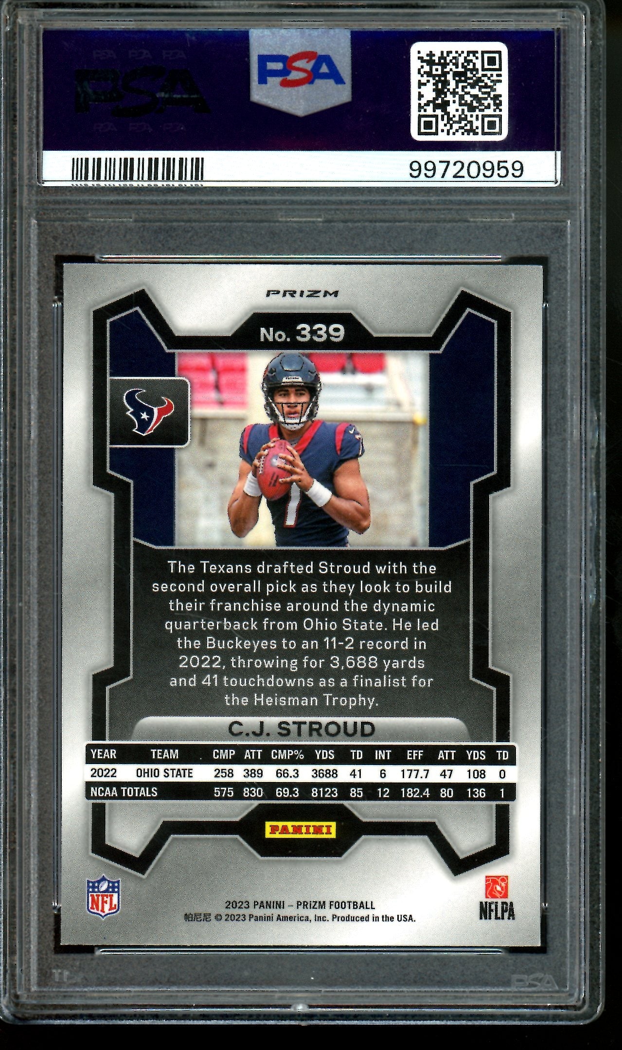 2023 Panini Prizm CJ Stroud Lazer Prizm Rookie PSA 10 Texans