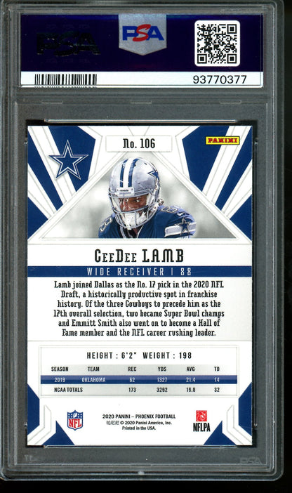 2020 Panini Phoenix CeeDee Lamb Fire Burst Rookie PSA 10 Cowboys